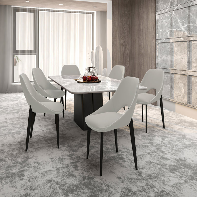 Newsom Modern Curved Open-Back Upholstered Dining Chair with Sturdy Iron Metal Legs, Heavy-Duty 440 lb. Weight Capacity - Perfect for Dining Room, Kitchen, or Vanity