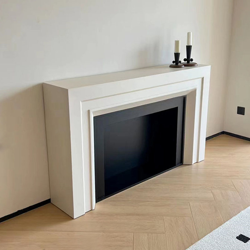 Foyer autoportant en bois massif beige, H 35,43 po x P 59,06 po x P 11,81 po