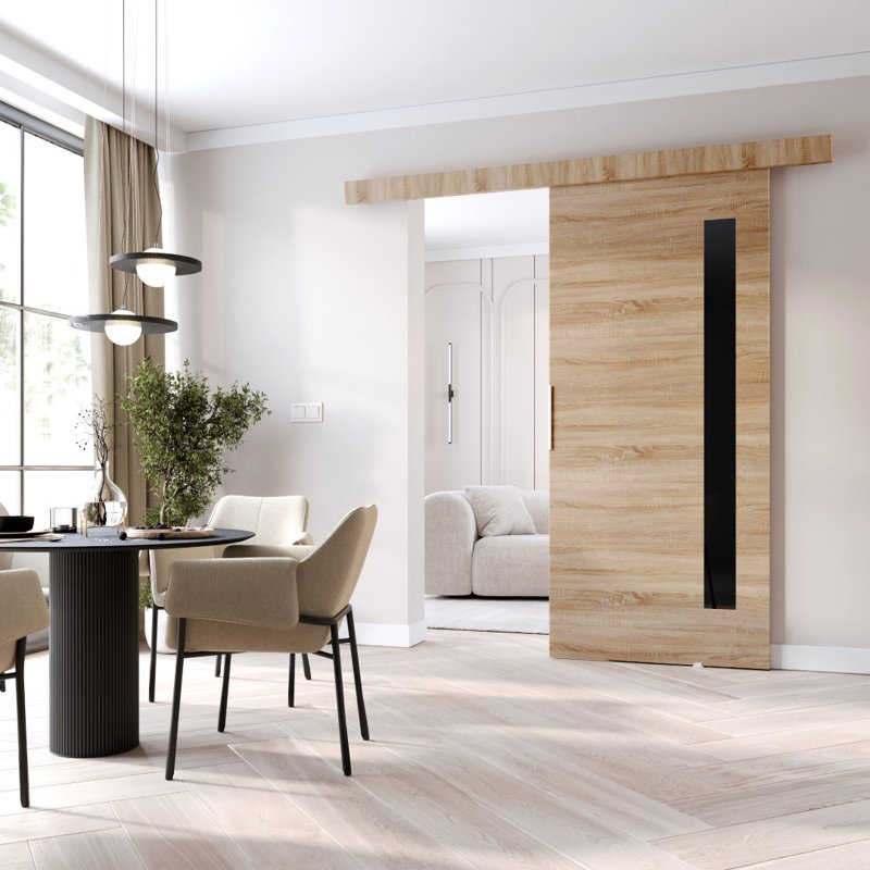 Calliope Veneers Sliding Doors, 205cm H x 106cm W x 1.6cm D, Sonoma Oak