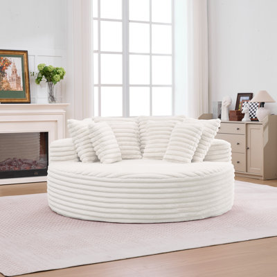 70.8" White corduroy Chaise Lounge Indoor, no assembly required, perfect for a screening room