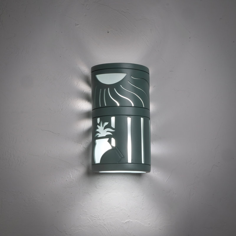 Ninamarie Ceramic Outdoor Wall Light, LED Bulb Included, Sage Green, 13" H x 7.5" W x 5.5" D