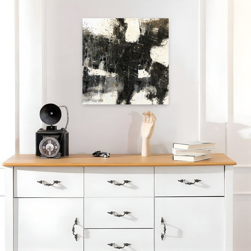 Art abstrait abstrait noir et blanc, H 18 po x l 18 po