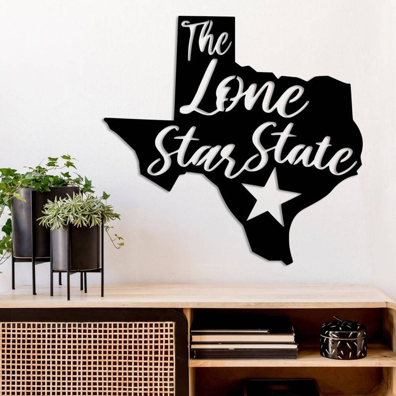 Art mural en métal Lone Star State - Texas State Pride Decor - suspension murale rustique de l'Ouest - Star Texas Silhouette Design - sculpture industrielle moderne en métal - Home Ranch Decor - grande œuvre d'art