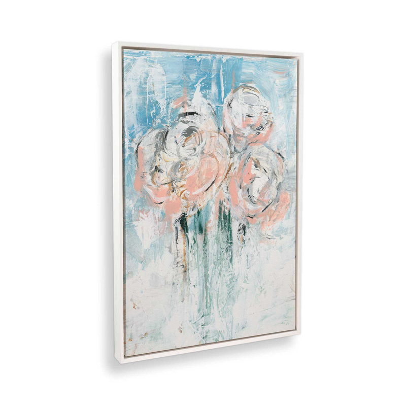 «Abstract Blush Bouquet II» par Ethan Harper, reproduction d'art, «Floater», reproduction encadrée sans passe-par, Blanc