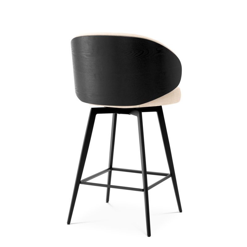 Camerota Swivel Upholstered Bar Stool with Metal Frame, Scalea Sand, Counter Stool (26.77" Seat Height)
