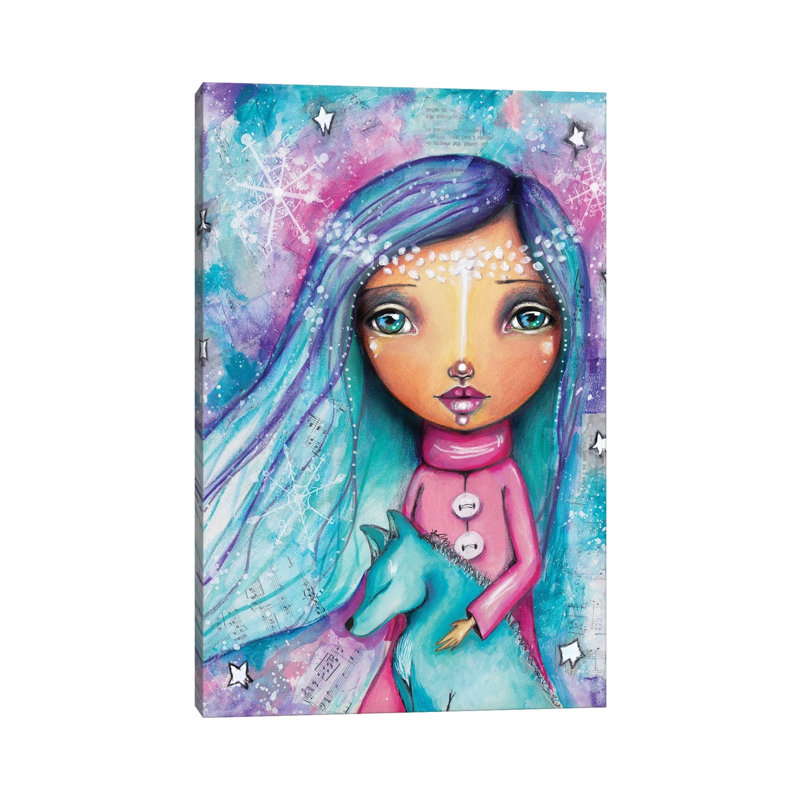 Snow Princess With Wolf by Tamara Laporte - Print on Canvas, Wrapped Canvas, 101.6 cm H x 66.04 cm W x 1.91 cm D