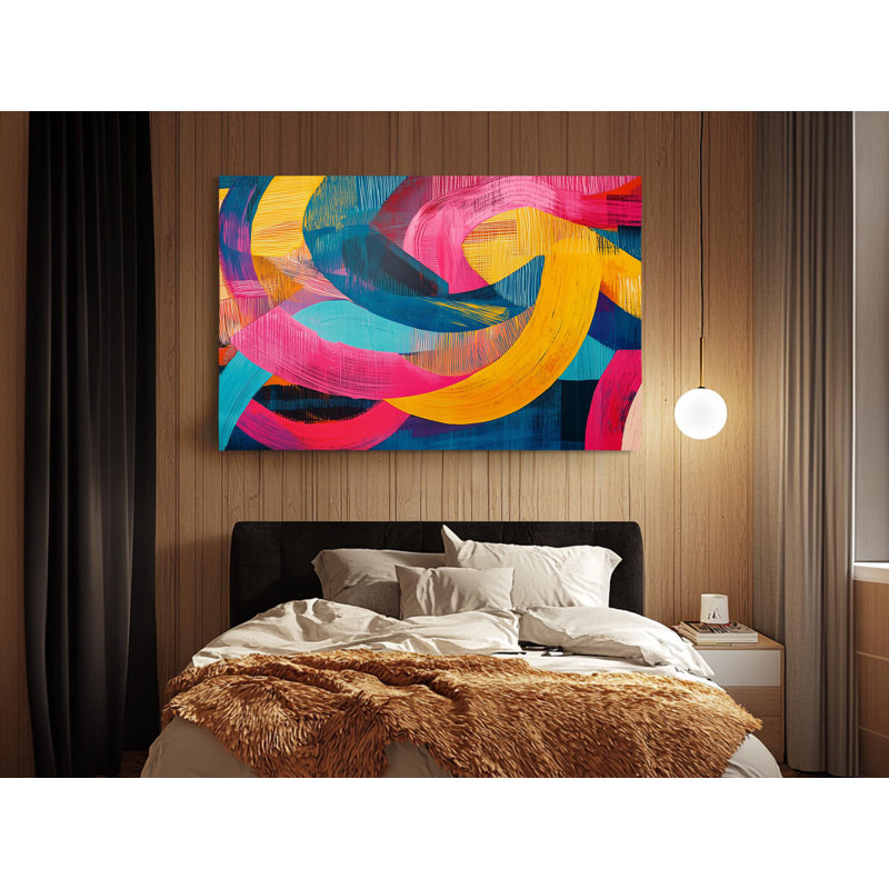 Reproduction colorée abstraite de lignes tourbillonnantes sur toile de haute qualité - décoration murale fabriquée à la main - art élégant - cadeau - décoration murale, reproduction de peinture