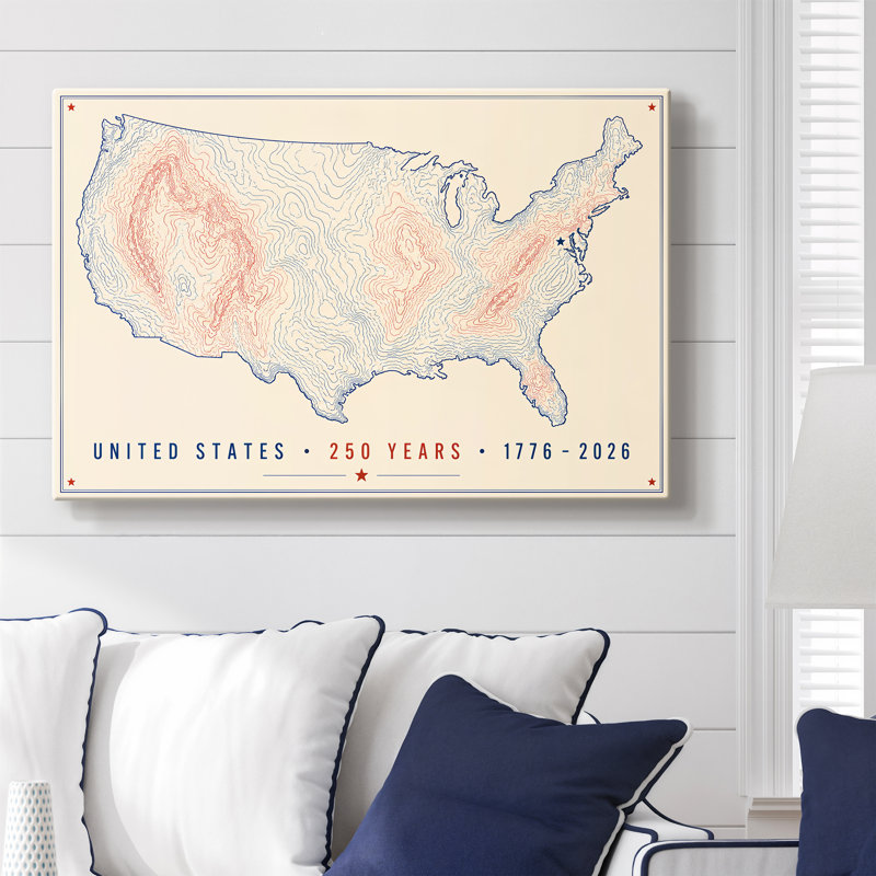 Toile tendue avec galerie Stippled States, 12 x 18