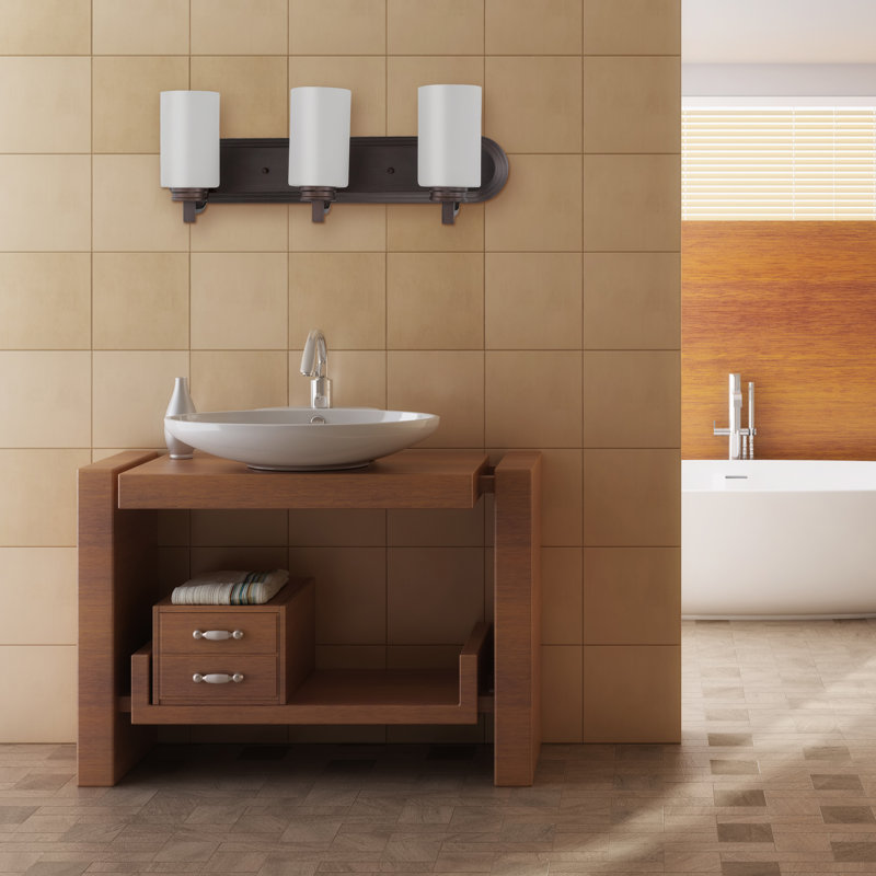 Éclairage pour salle de bain 3 lumières Habibatou à intensité variable, Bronze