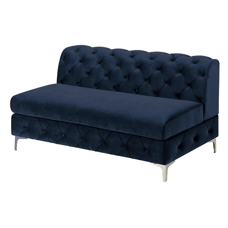 Causeuse en velours sans accoudoirs, Mélange de polyester bleu marine