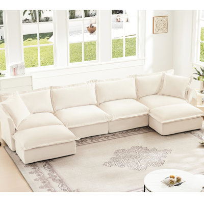 Canapé modulaire en U à 4 places, tissu chenille, assise profonde confortable pour le salon, belle apparence large, siège, dessus de coussin moelleux