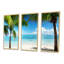Palmiers et mer - 3 pièces, cadre photo flottant sur toile-644535598-644535596