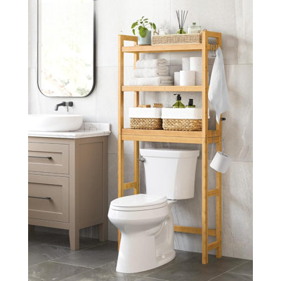 Rangement au-dessus de la toilette, organisateur de salle de bain à 3 niveaux avec tablette réglable