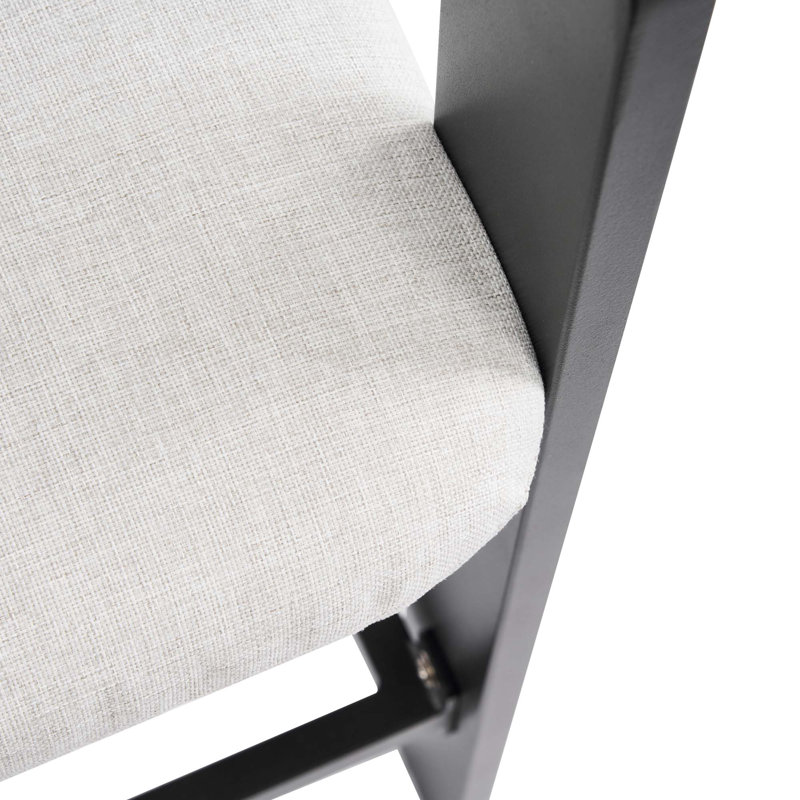 Tabouret de comptoir en aluminium, chaise de bar avec structure noire et coussin gris, 2