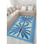 Tapis bleu lavable décoratif à motif palmier bleu-328528298