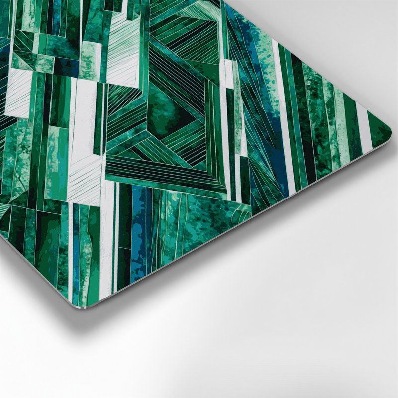 Geometric Abstraction 71 Green Metal Wall Art, 16" H x 16" W