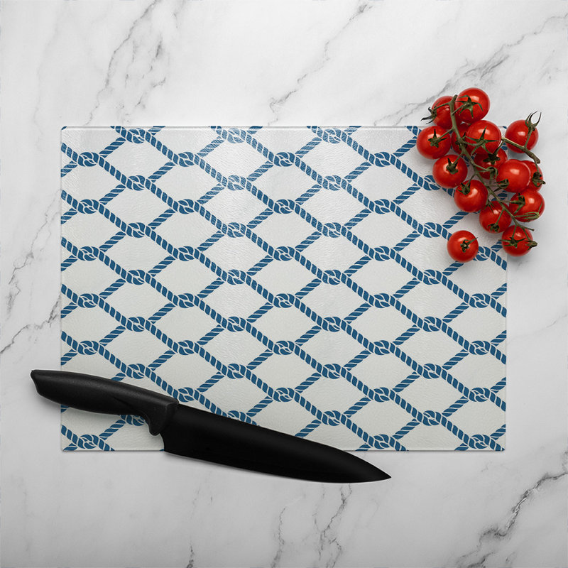 Chainlink Rope Glass Chopping Board, 40cm L x 28cm W