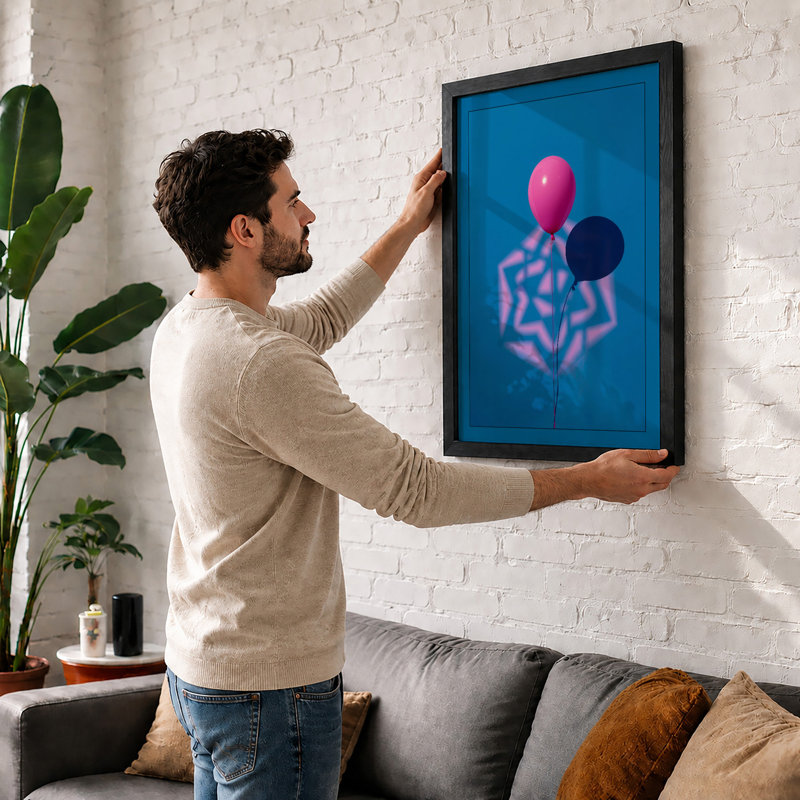 Balloons and Web Modern - Framed Print, Black, A3 - 42.0 x 29.7 cm