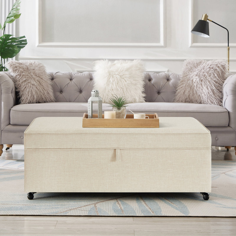 Grand repose-pieds de rangement avec roulettes Modern, Gruau