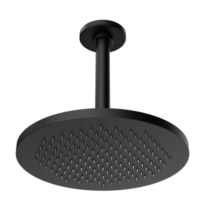 Rainstone Rainshower Head - Modern, 9.5", Matte Black