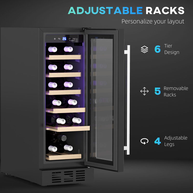 HOMCOM Single Zone 29.5cm Freestanding 19 Bottle and Can Wine & Beverage Refrigerator