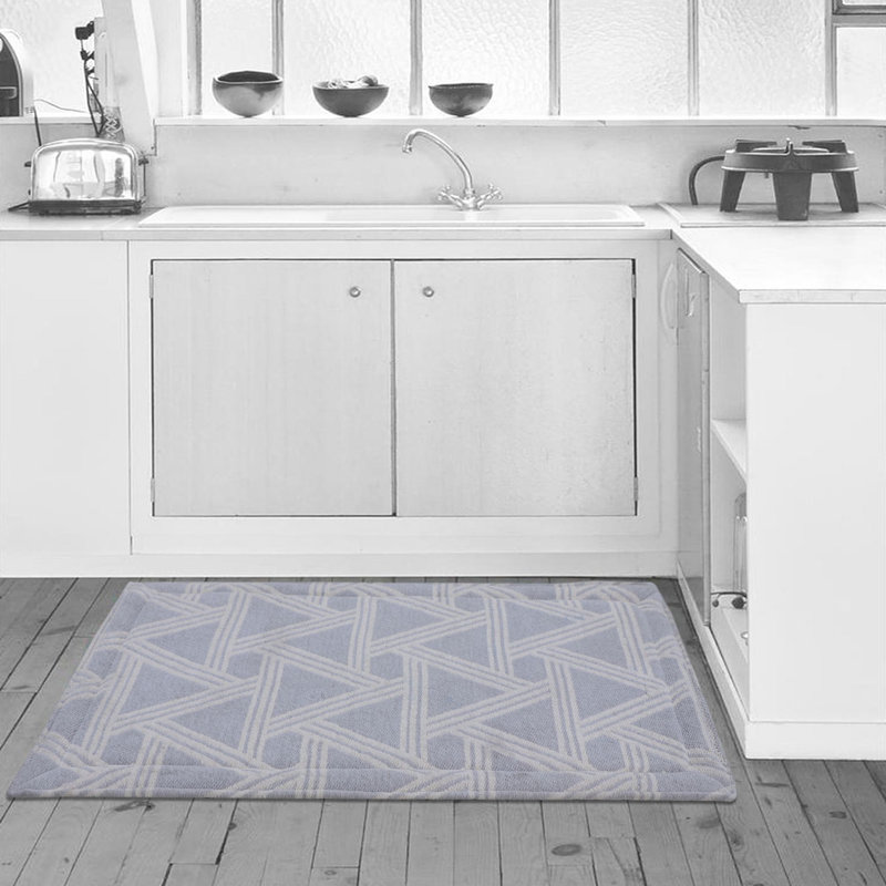 Light Gray Geometric Polyester Anti-Fatigue Kitchen Mat, 20" x 36"