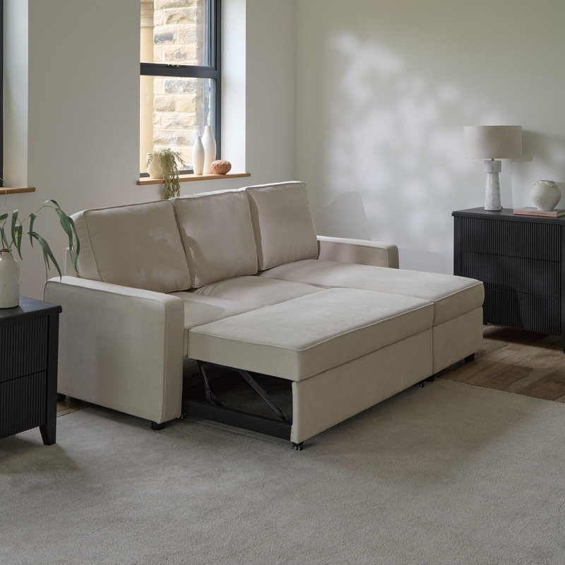 Seok Pull-Out Corner Sofa Bed, Off White