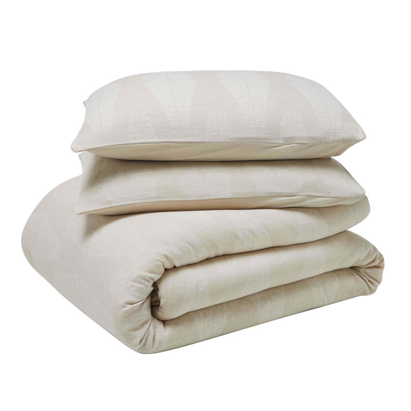 Ensemble d'édredon 100% coton Manali, Édredon pour grand lit + 2 taies décoratives, Beige