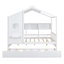 Lit double moderne en bois blanc avec lit gigogne, étagère de rangement pour fonctionnalité, maisonnette confortable, coin-détente confortable, lit gigogne de 78 po x l 58 po x H 72 po, tablette, aire de jeu, sommeil paisible,