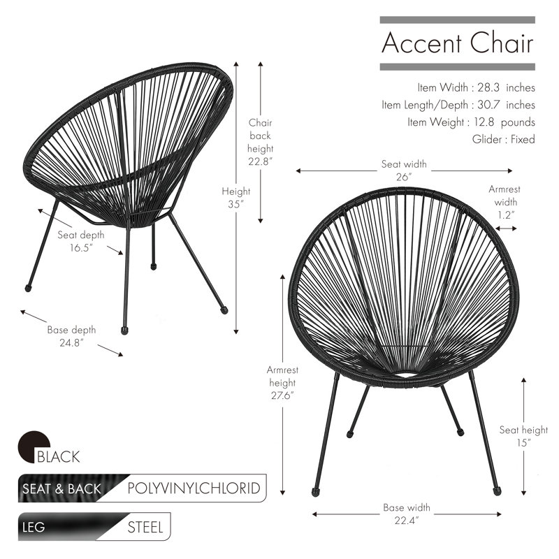 Fauteuil Papasan de 28,3 po de large Kadin