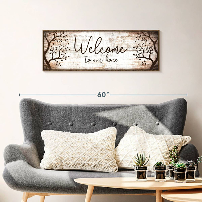 Bienvenue chez nous, typographie I, Cadre flottant noyer, 37 po x 13 po