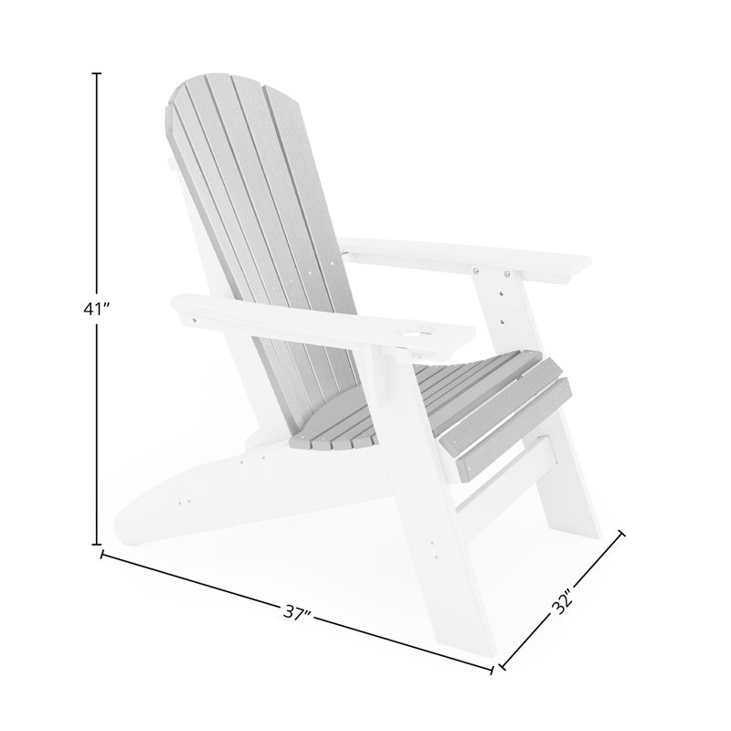 Kavia Outdoor Adirondack Chair With Table, Destin White/Heron Gray