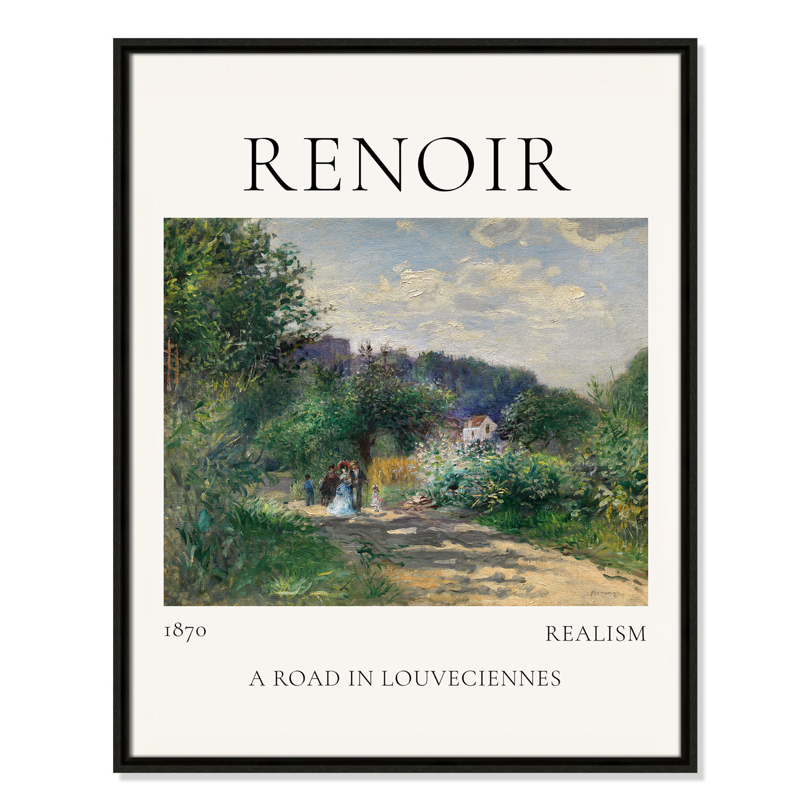 Old Masters Collection "A Road in Louveciennes" Print, Espresso Floater Frame, No, 29.5" H x 23.5" W x 2" D