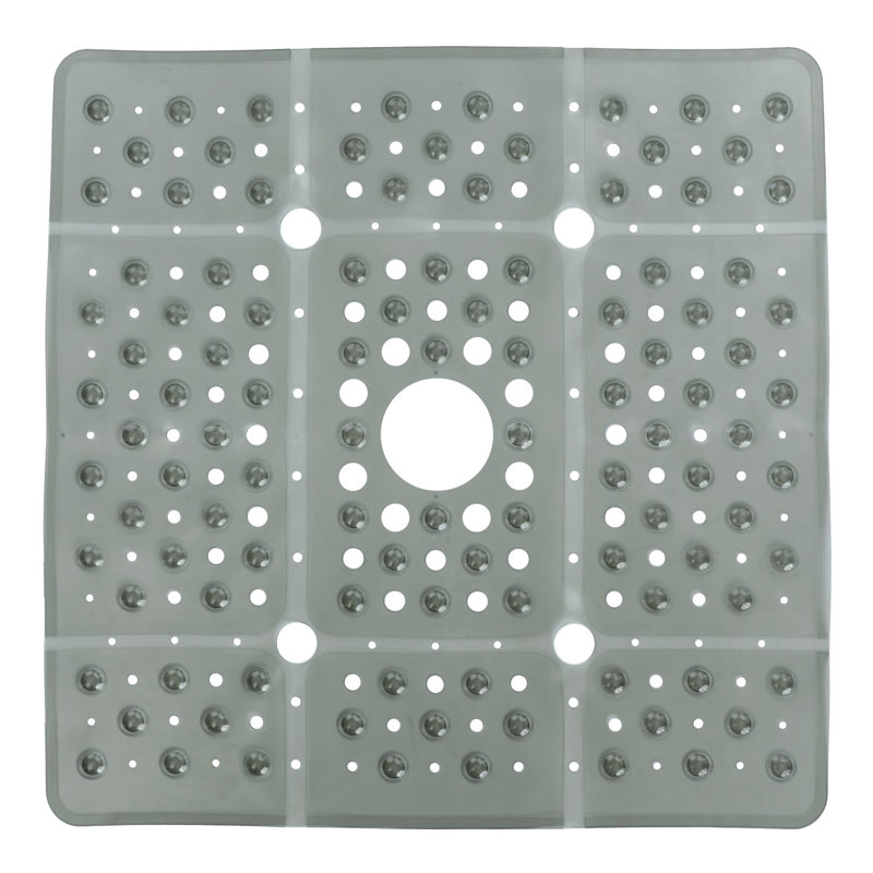 Translucent Gray Extra Large Square Non-Slip Shower Mat, 27x27 inches
