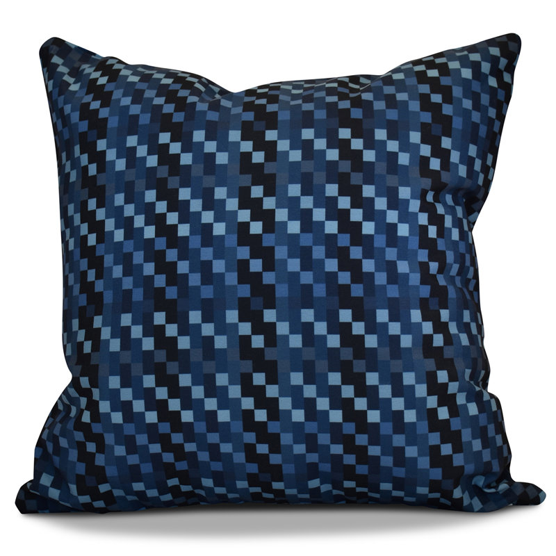 Housse de coussin d'extérieur carrée Flora and Fauna Mad for Plaid, 16 po x 16 po x 6 po, Bleu