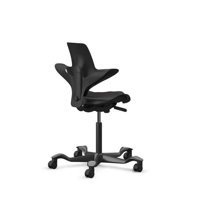 HAG Capisco Puls Adjustable Sit to Stand Desk Chair with Partial Cushion, Black Plastic, Black, Black Vinyl