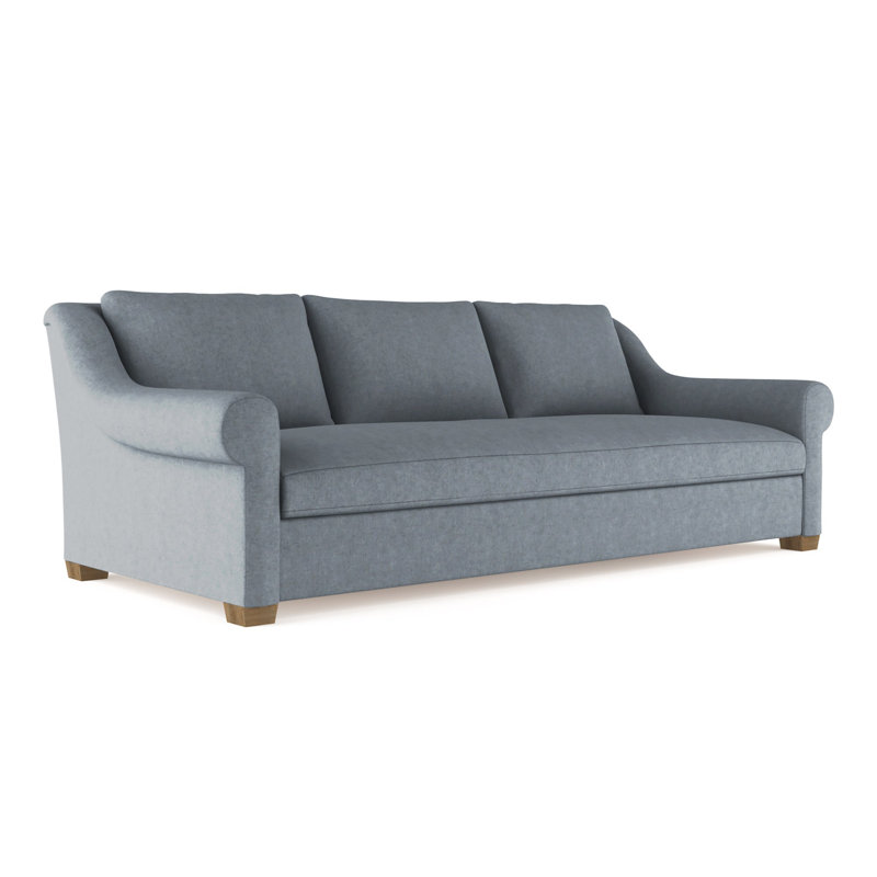 Thompson Rolled Slope-Arm Sofa, 32" H x 96" W x 41" D, Plush Velvet Alabaster, Weathered