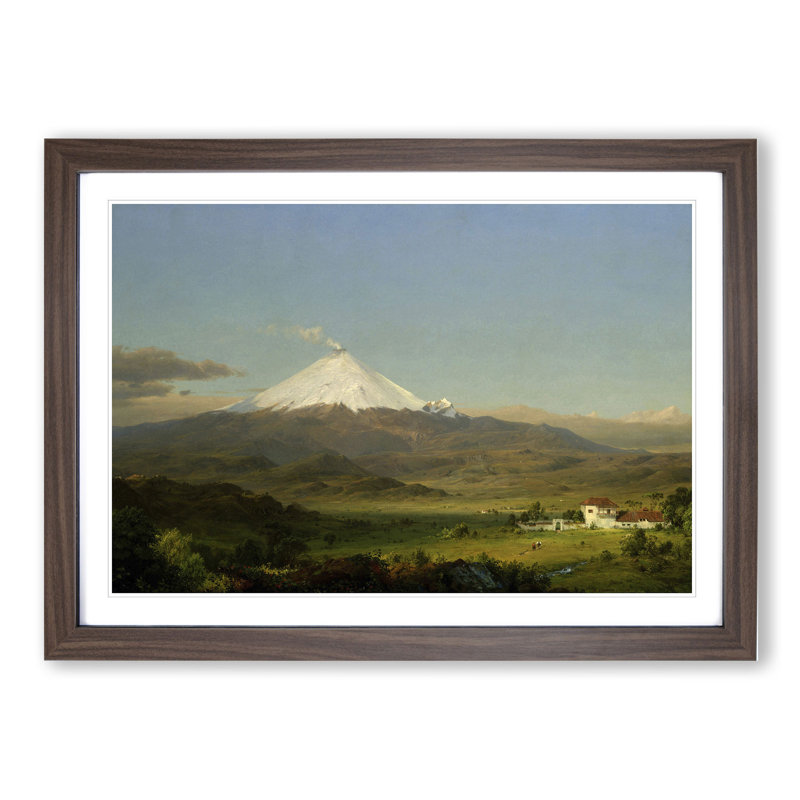 Cotopaxi by Frederic Edwin Church - Picture Frame Painting, Walnut Framed, 48cm H x 65cm W x 2cm D
