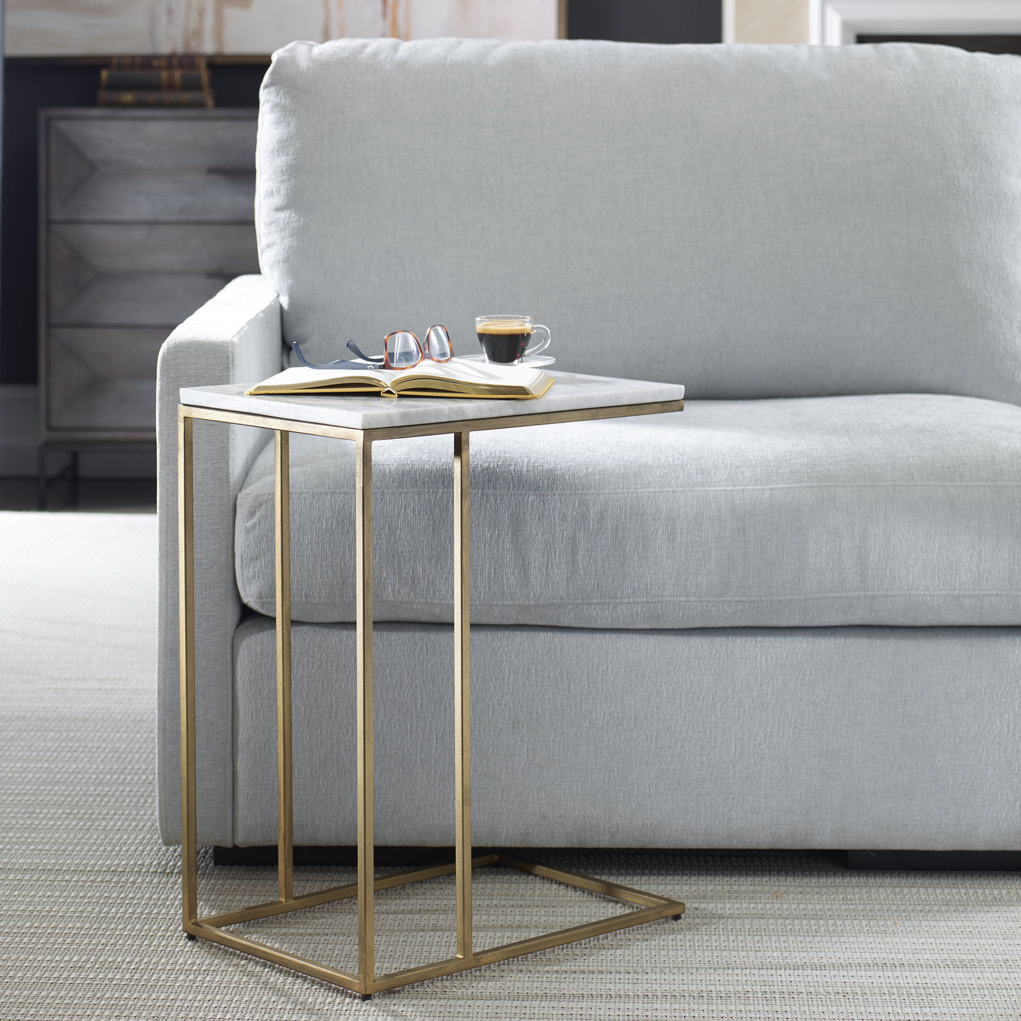 Clinton End Table, Brass