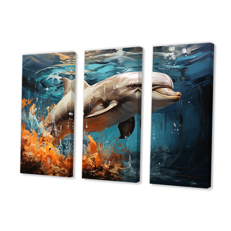 Dolphin Symphony - Animals Dolphin Wall Decor Set, 32" H x 48" W