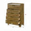 Commode de rangement de chambre à coucher transitionnelle avec 5 tiroirs en bois d'hévéa massif 1pc