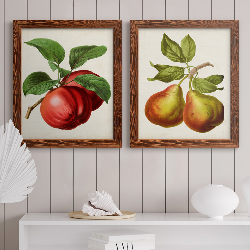 Antique Fruit X - ensemble de 2 reproductions d'art sur toile, H 24 po x l 36 po x P 1,5 po, Toile avec cadre érable