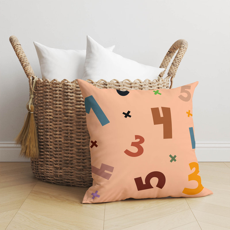 Coussin Numéros, H 16 po x l 16 po, Pêche / orange