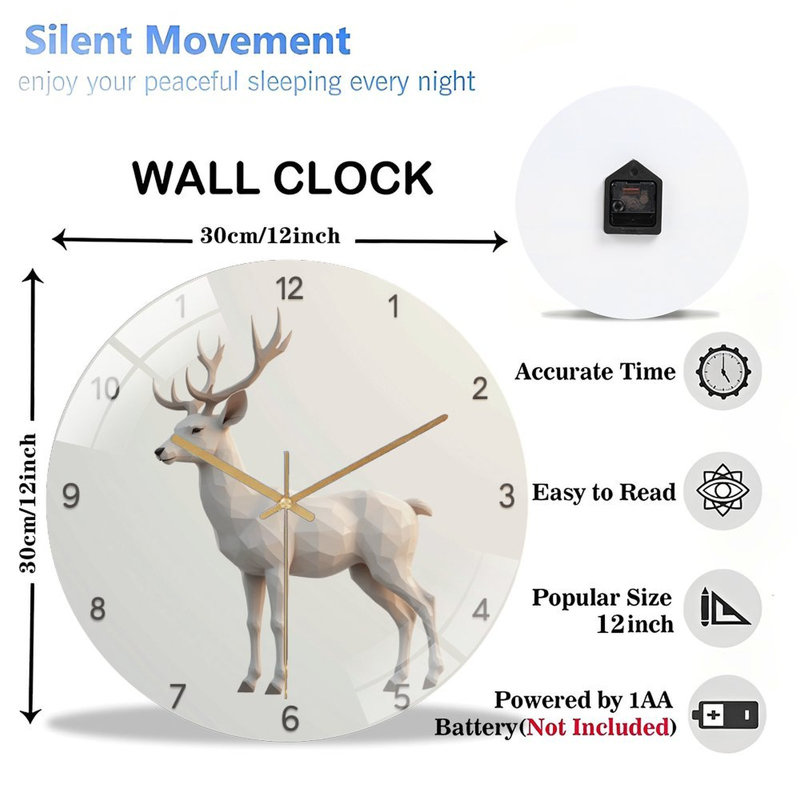 Horloge murale moderne en verre de style minimaliste et élégant - 12 po