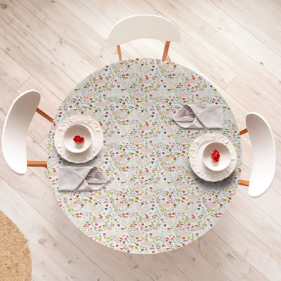 East Urban Home Cartoon Fitted Round TablecloMulticolor 78453