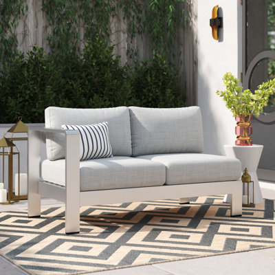 Shore Sunbrella Fabric Aluminum Outdoor Patio Left-Arm Loveseat by Modway
