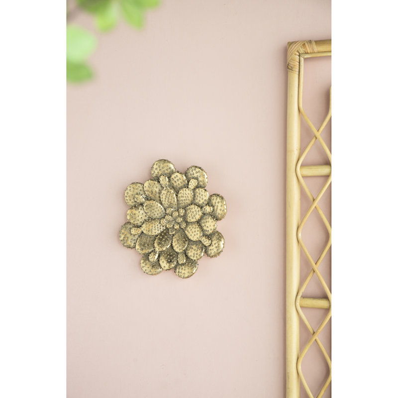 Gleaming Gold Succulent Wall Plaque - 9.73 In. X 1.61 In., Resin & Metal, Modern Decor Piece 10X1.6" In 1.5Lbs Weight, Adds Style To Office Space