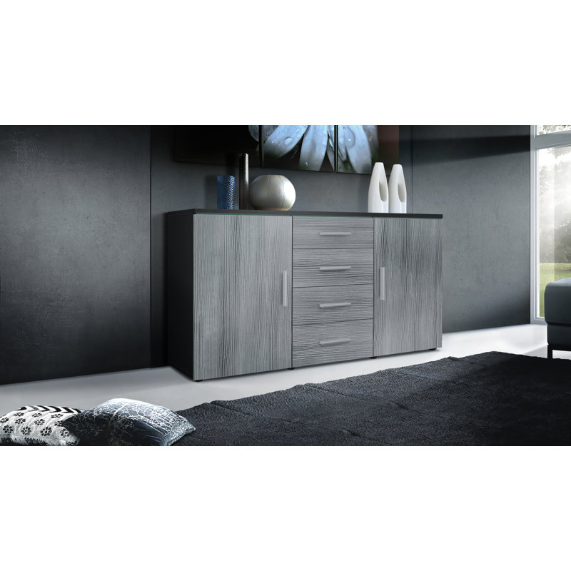 Mccrea 139 cm W Sideboard, Black matt/Avola anthracite, No