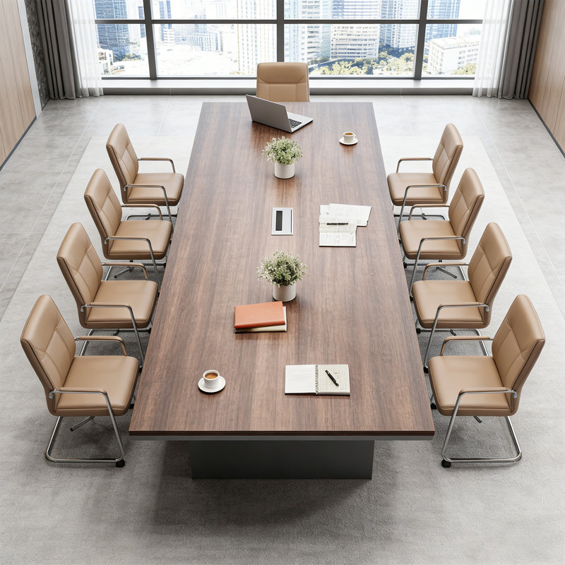 Table de conférence moderne et ergonomique avec gestion des câbles