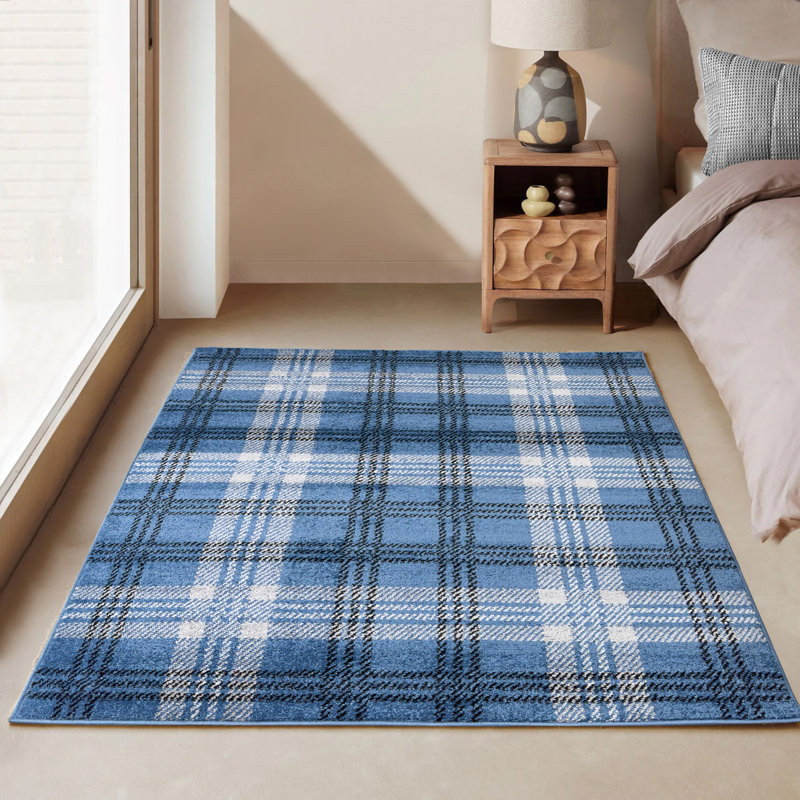 Plaid Area Rug, Rectangle 60 x 110 cm